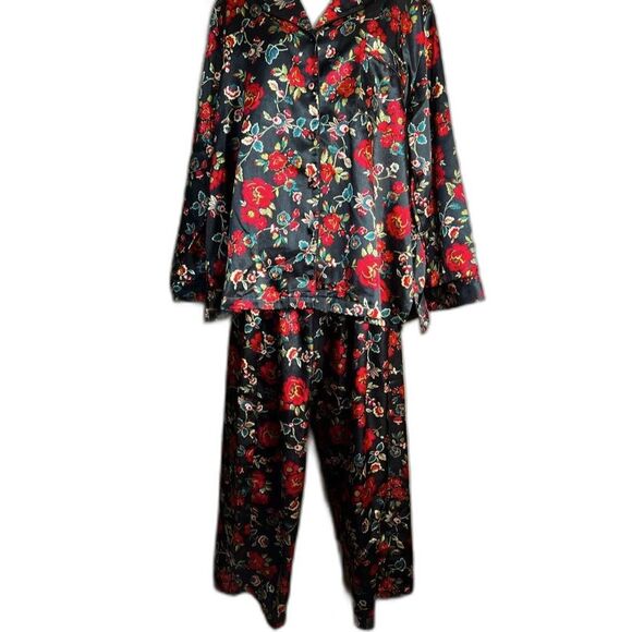 Other - Cabernet Sleepwear | Silky Black Floral Feminine 2 pc. Pajama Set  | Size XL